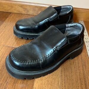 Mens Black Skechers Leather Loafers size 10.5 S 149
